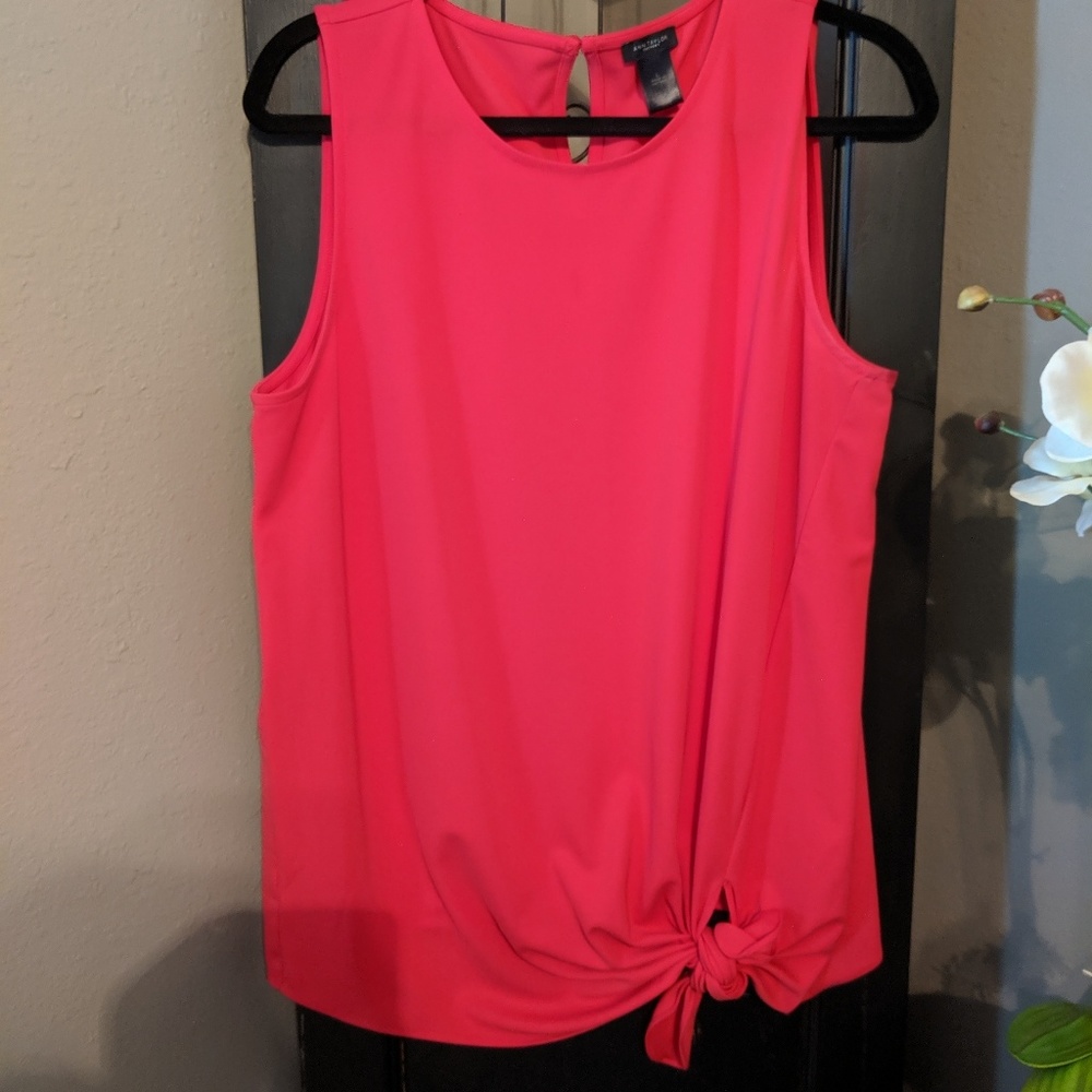 Ann Taylor Raspberry Pink tie sleeveless shirt
